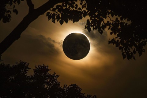 Solar eclipse in sky. KI generiert, generiert, AI generated