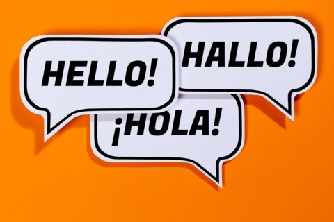 Hello in different languages speech bubbles communication concept talk