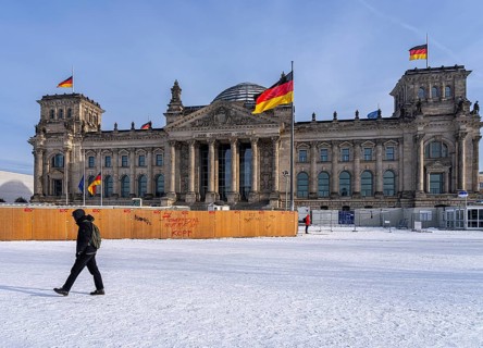 Building site with construction fence, Berlin Reichstag, government district, Berlin, Germany,