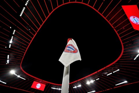 CL, Champions League evening, Allianz Arena, interior, corner flag, logo, scoreboard, Munich,
