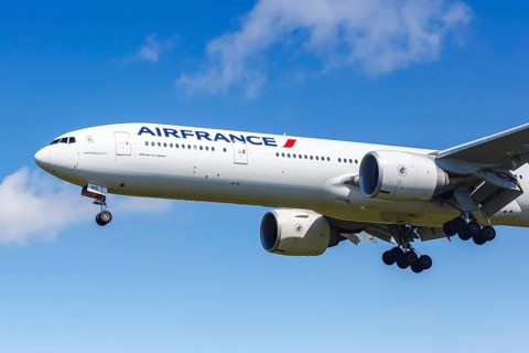 An Air France Boeing 777-300ER aircraft with the registration F-GZNS at New York John F Kennedy