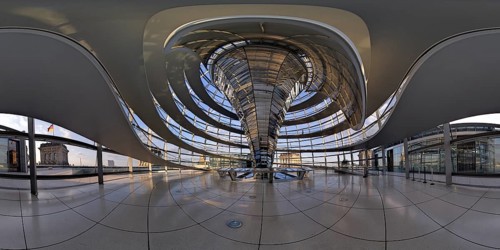 Reichstag dome in 360Â° panorama, government district, Berlin, Germany, Europe