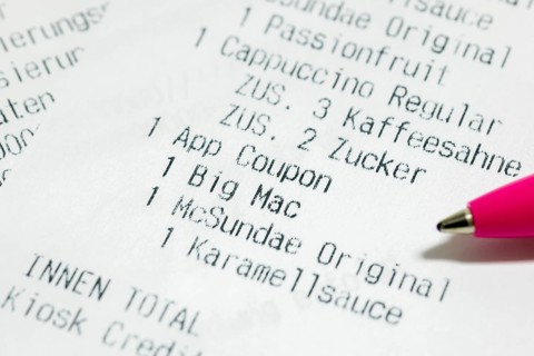 Mc-Donalds receipt, coupon, voucher, biros, Baden-Württemberg, Germany, Europe