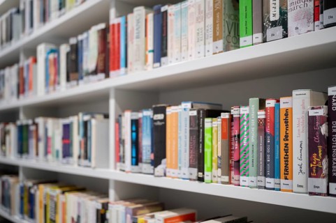 Interior photograph, bookshelf, books, city library, architect Eun Young Yi, Stuttgart,