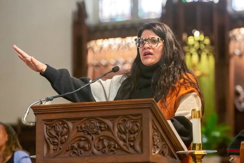 Detroit, Michigan USA, 15 January 2024, Congresswoman Rashida Tlaib was a featured speaker at the