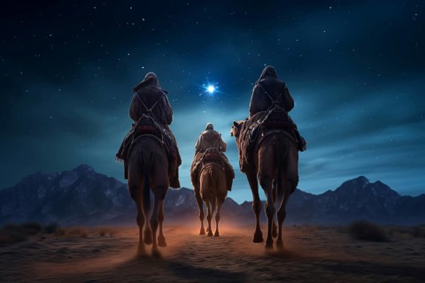 Christmas Jesus birth concept, Adoration of the Magi, Three Wise Men, Three Kings, and the Three