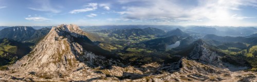 Alpine panorama, aerial view, evening mood in the mountains, view of Schaffauer with Hintersteiner