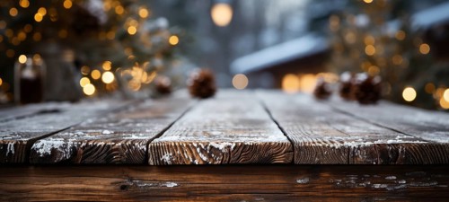 Christmas themed decorative empty wooden base for product item or text display, AI generated