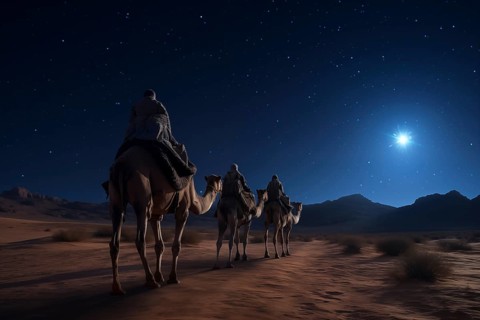 Christmas Jesus birth concept, Adoration of the Magi, Three Wise Men, Three Kings, and the Three