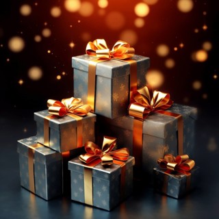 A pile of blue Christmas presents gift boxes on blue background. The image captures the festive