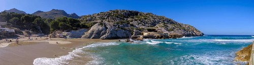 Cala de Sant Vicenc beach and Cape Formentor, Pollença, Serra de Tramuntana, Majorca, Balearic