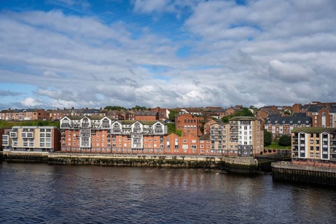 Modern homes on the banks of the River Tyne, North Shields, Newcastle upon Tyne, Northumberland,