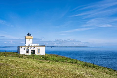 Duncansby Head lighthouse on the north-east tip of Scotland, County Caithness, Scotland, United