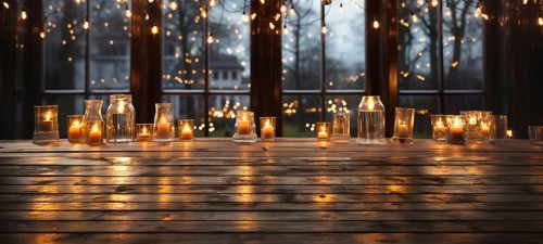 Christmas themed decorative empty wooden base for product item or text display, AI generated