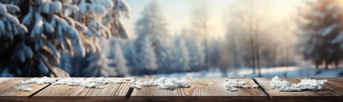 Christmas themed decorative empty wooden base for product item or text display, AI generated