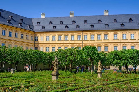 Rose Garden, New Residence, Domberg, Bamberg, Upper Franconia, Bavaria, Germany, Europe