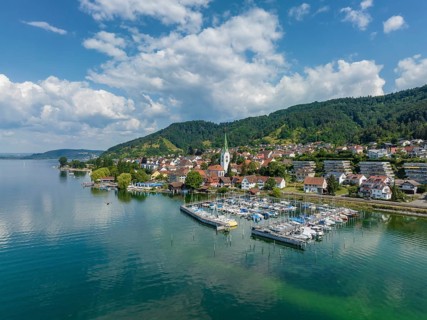 Aerial view of the village of Sipplingen on Lake Constance, Lake Constance district