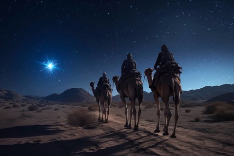 Christmas Jesus birth concept, Adoration of the Magi, Three Wise Men, Three Kings, and the Three