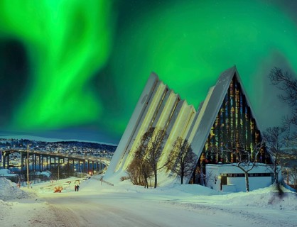 Ice Sea Cathedral Night Northern Lights Tromso Norway