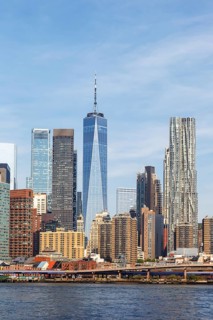 New York City Manhattan skyline with World Trade Center skyscraper in New York, USA, North America