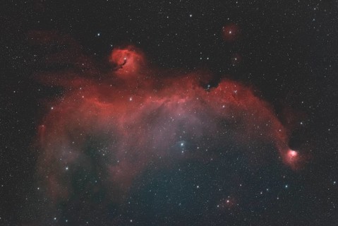 IC2177, NGC2235, NGC2327, Seagull Nebula, foggy landscape with hydrogen h alpha is located on the