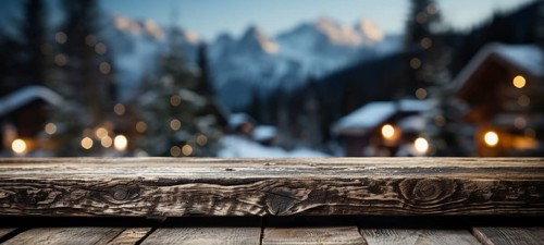 Christmas themed decorative empty wooden base for product item or text display, AI generated