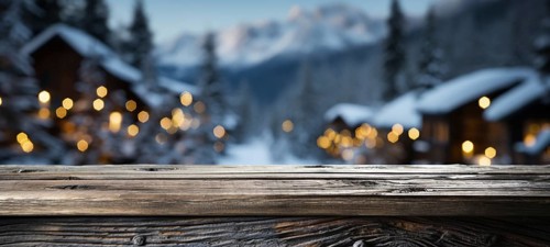 Christmas themed decorative empty wooden base for product item or text display, AI generated