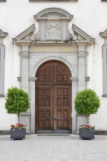 Portal of the monastery church of St. Mary of the former Benedictine Abbey in Rheinau, Andelfingen,