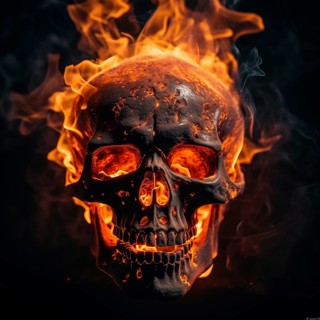 Spooky and scary burning skull on a dark background. Perfect for Halloween or horror-themed