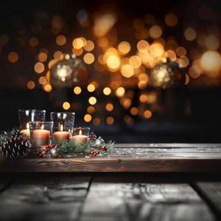 Christmas themed decorative empty wooden base for product item or text display, AI generated