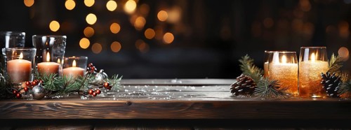Christmas themed decorative empty wooden base for product item or text display, AI generated