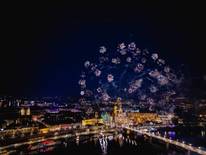 Fireworks over Dresden's Old Town