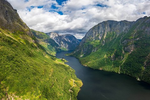 Naeroyfjord, branch of the Sognefjord, Norway, Europe