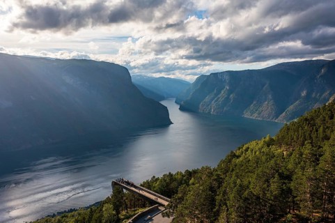 Stegastein viewpoint over the Sognefjord, viewing platform, Norway, Europe