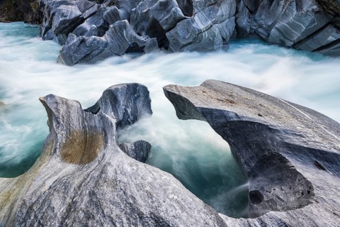 Marble Lottet, Marble Castle, Marble Gorge, Glomaga River, Mo I Rana, Nordland, Norway, Europe