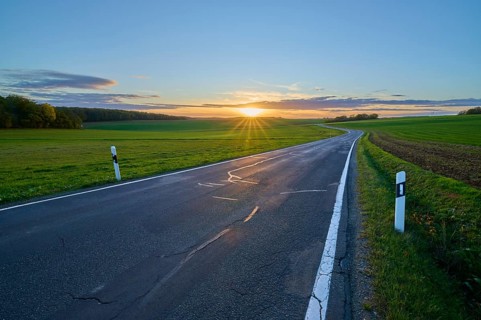 Country road, field landscape, grain field, sky, clouds, sunset, Duttenbrunn, Zellingen, Würzburg,