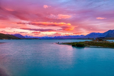 Sonnenaufgang, Lake Tekapo, Neuseeland