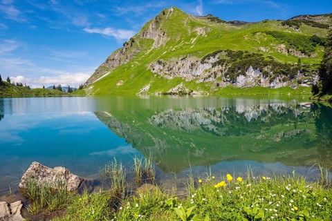 Seealpsee and Seeköpfel, 1919m, AllgÃ¤u Alps, AllgÃ¤u, Bavaria, Germany, Europe