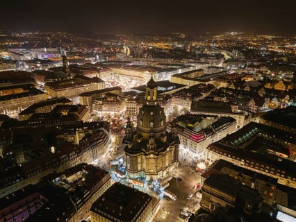 Dresden's old town at Christmas time. Despite the fact that the main sights are not illuminated due