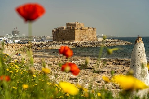 The medieval fort at the port of Paphos, Cyprus, Europe