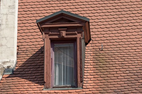 Historic roof oriel, Mühlgasse 1, Nuremberg, Middle Franconia, Bavaria, Germany, Europe