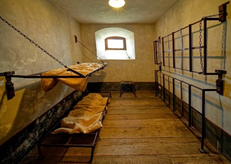 Prison cell, interior, Mildenstein Castle, Leisnig, Saxony, Germany, Europe