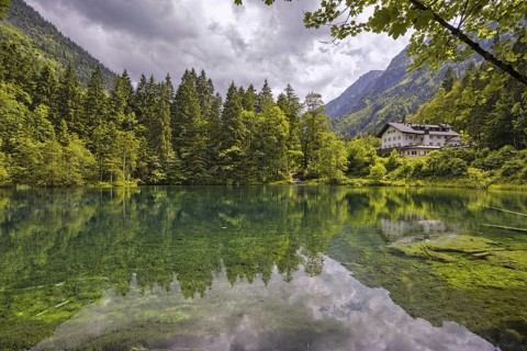 Christlessee, a mountain lake in the Trettachtal valley, near Oberstdorf, OberallgÃ¤u, AllgÃ¤u,