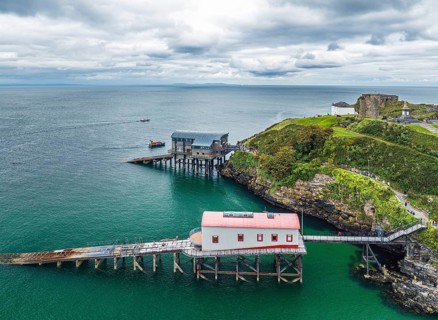 RNLI Tenby Lifeboat Station from a drone, Tenby, Pembrokeshire, Wales, England, United Kingdom,