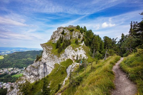 Hiking trail to the summit of the Nockstein, Osterhorn Group, Flachgau, Land Salzburg, Austria,