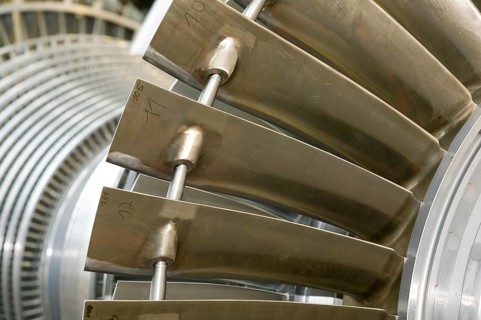 Production of an industrial steam turbine at the Görlitz plant in Germany. Industrial steam