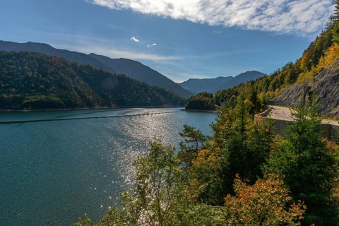 Intake structure at the Sylvenstein reservoir is used for flood protection, dams the Isar, power