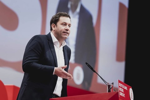 Lars Klingbeil, SPD-Parteivorsitzender, aufgenommen im Rahmen des Bundesparteitages des