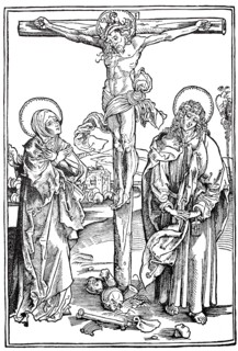 Illustrations to the Revelations of Saint Brigitte, the Crucifixion, woodcut by Albrecht Dürer,