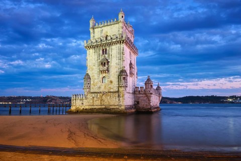 Belem Tower or Tower of St Vincent, famous tourist landmark of Lisboa and tourism attraction, on